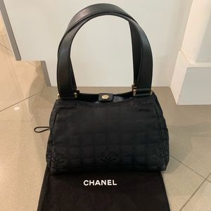 Chanel Black Monogram Canvas Handbag